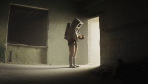 Preview wallpaper man, cube, ball, light, art