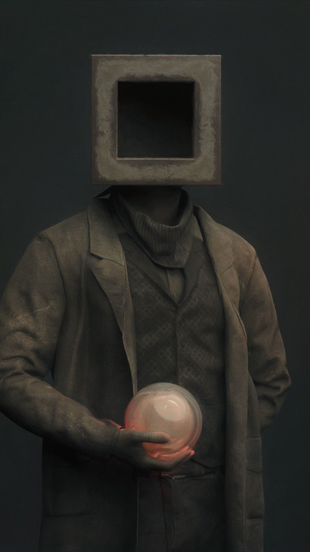 Download wallpaper 1080x1920 man, cube, ball, fantasy, art samsung