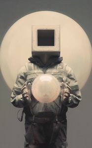 Preview wallpaper man, cube, ball, art, fantasy