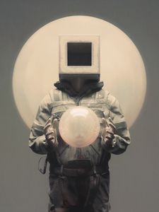 Preview wallpaper man, cube, ball, art, fantasy