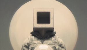 Preview wallpaper man, cube, ball, art, fantasy