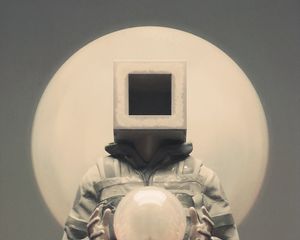 Preview wallpaper man, cube, ball, art, fantasy