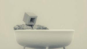Preview wallpaper man, cube, bath, white, art
