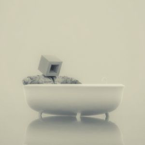 Preview wallpaper man, cube, bath, white, art