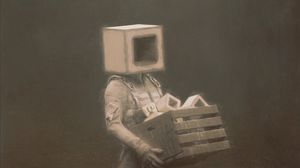 Preview wallpaper man, cube, box, fantasy, art