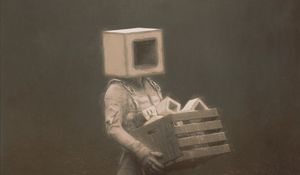 Preview wallpaper man, cube, box, fantasy, art