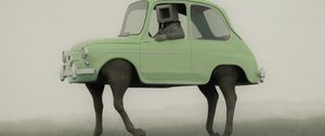 Preview wallpaper man, cube, car, horse, art