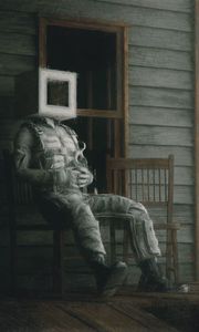 Preview wallpaper man, cube, chair, fantasy, art