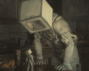 Preview wallpaper man, cube, fantasy, art