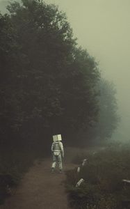 Preview wallpaper man, cube, fantasy, art, trail