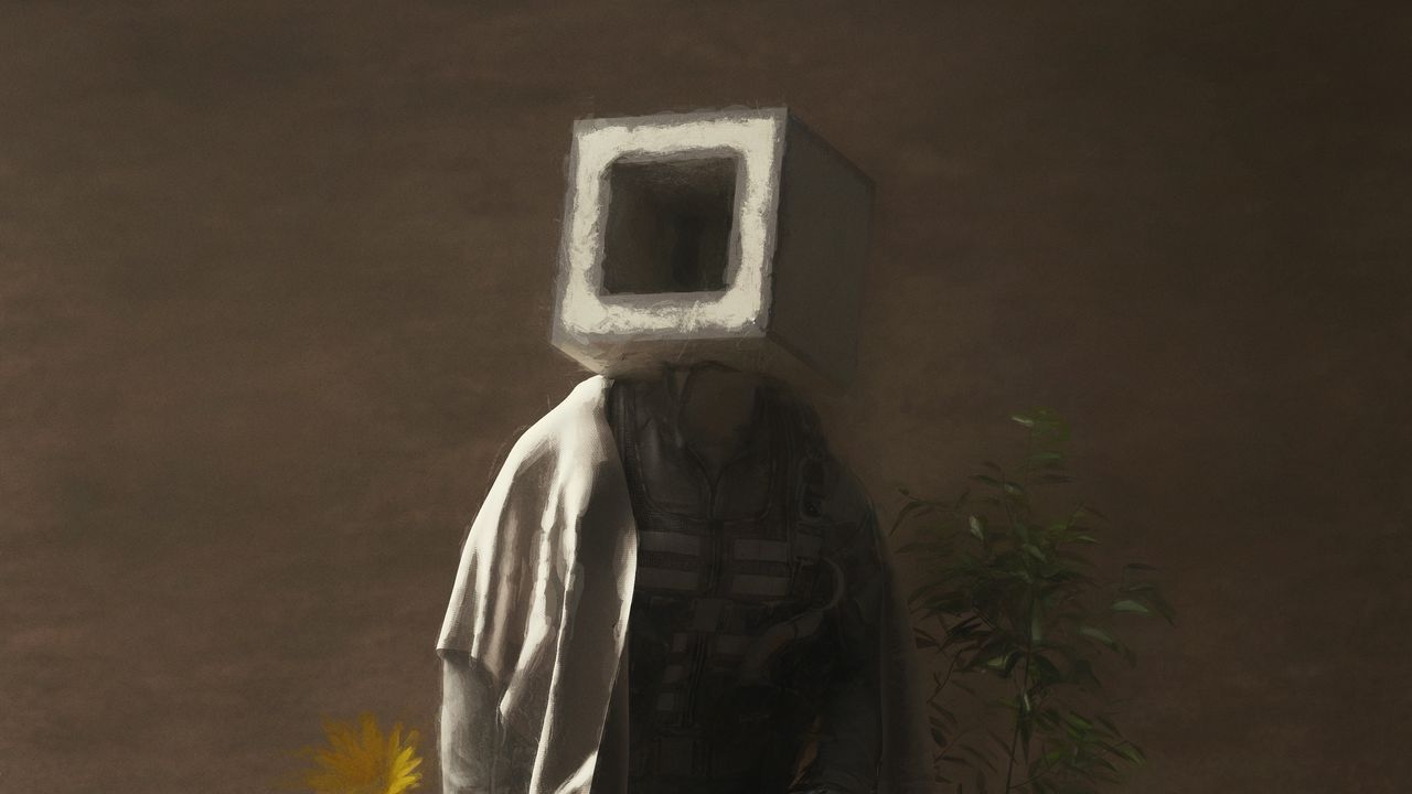 Wallpaper man, cube, flowers, art