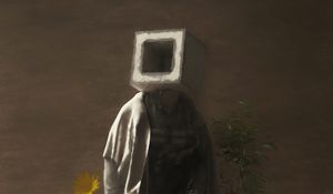 Preview wallpaper man, cube, flowers, art