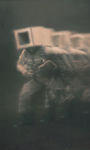 Preview wallpaper man, cube, fog, fantasy, art