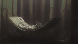 Preview wallpaper man, cube, hammock, fantasy, art