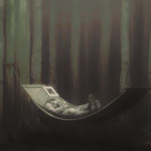 Preview wallpaper man, cube, hammock, fantasy, art