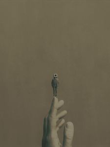 Preview wallpaper man, cube, hand, fingers, fantasy, art