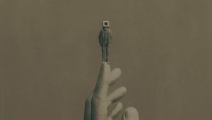 Preview wallpaper man, cube, hand, fingers, fantasy, art
