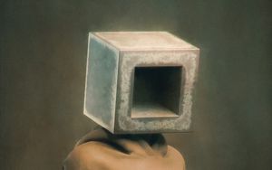 Preview wallpaper man, cube, hoodie, art
