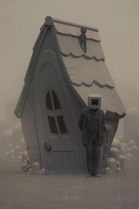 Preview wallpaper man, cube, house, fantasy, art