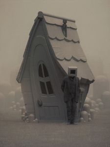 Preview wallpaper man, cube, house, fantasy, art