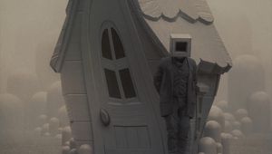 Preview wallpaper man, cube, house, fantasy, art