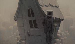Preview wallpaper man, cube, house, fantasy, art