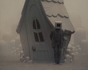 Preview wallpaper man, cube, house, fantasy, art