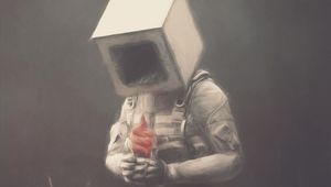 Preview wallpaper man, cube, ice cream, fantasy, art