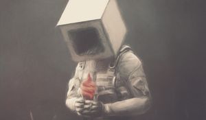Preview wallpaper man, cube, ice cream, fantasy, art