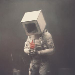 Preview wallpaper man, cube, ice cream, fantasy, art