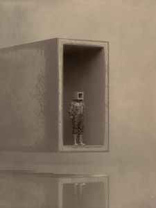 Preview wallpaper man, cube, opening, art