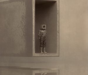 Preview wallpaper man, cube, opening, art