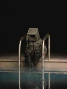 Preview wallpaper man, cube, pool, art