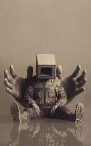 Preview wallpaper man, cube, pose, hands, art