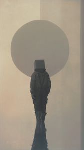 Preview wallpaper man, cube, silhouette, circle, art