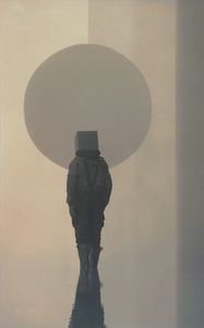 Preview wallpaper man, cube, silhouette, circle, art