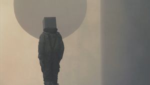Preview wallpaper man, cube, silhouette, circle, art