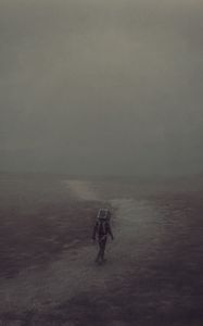 Preview wallpaper man, cube, silhouette, trail, art
