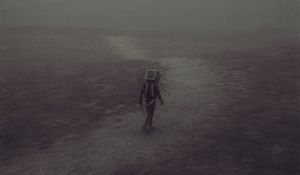 Preview wallpaper man, cube, silhouette, trail, art