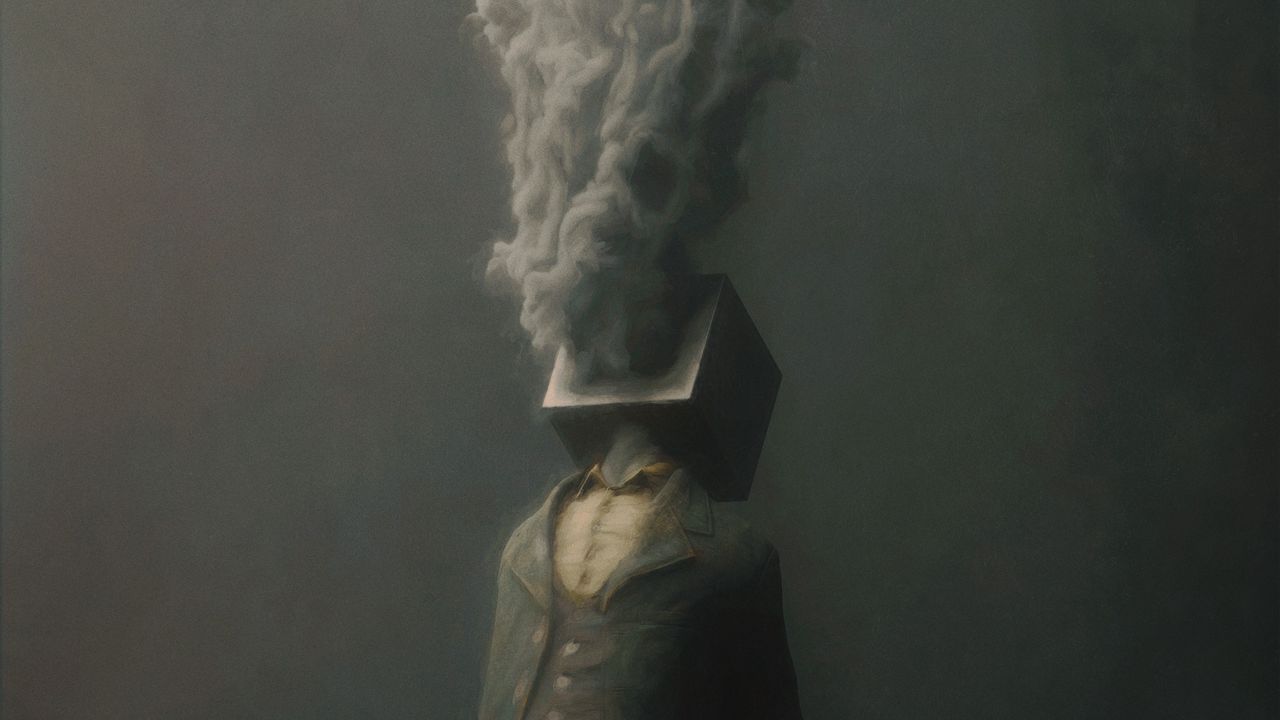 Wallpaper man, cube, smoke, fantasy, art