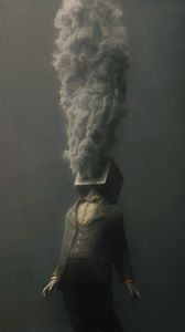 Preview wallpaper man, cube, smoke, fantasy, art