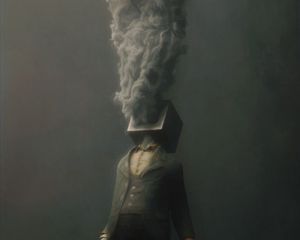 Preview wallpaper man, cube, smoke, fantasy, art