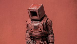 Preview wallpaper man, cube, spacesuit, rust, art