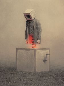 Preview wallpaper man, cube, spring, art, fantasy
