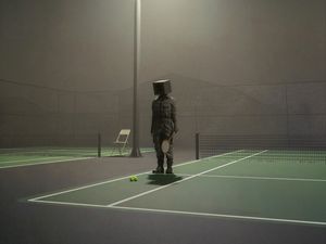 Preview wallpaper man, cube, tennis, sports, alone, art