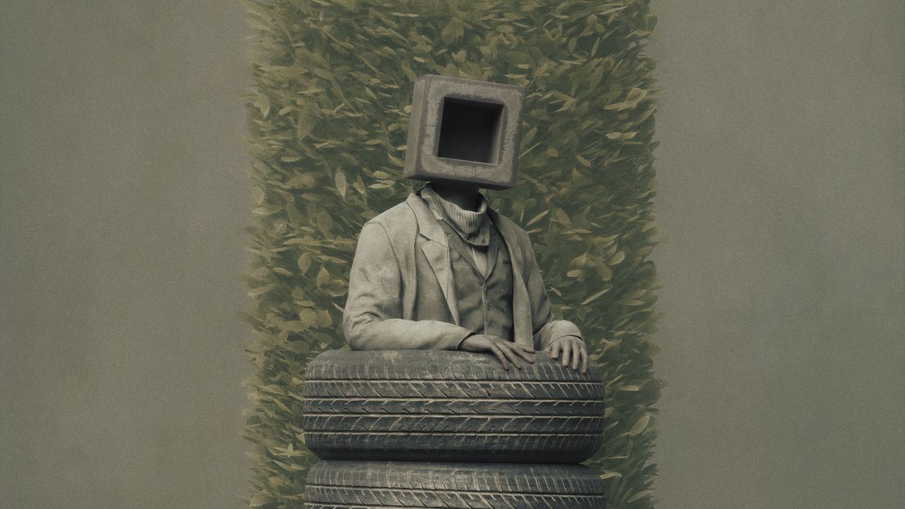 Wallpaper man, cube, tires, fantasy, art