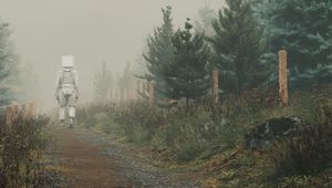 Preview wallpaper man, cube, trail, fog, art