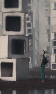 Preview wallpaper man, cubes, art