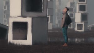 Preview wallpaper man, cubes, art
