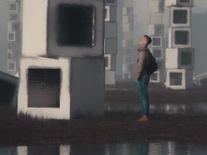 Preview wallpaper man, cubes, art